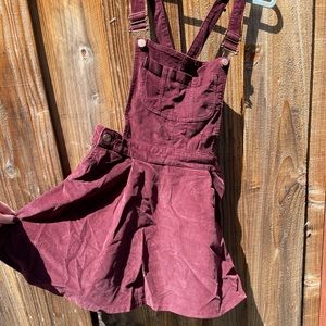 TOPSHOP MOTO TOP SHOP coverall overall dress maroon burgundy corduroy circle 8